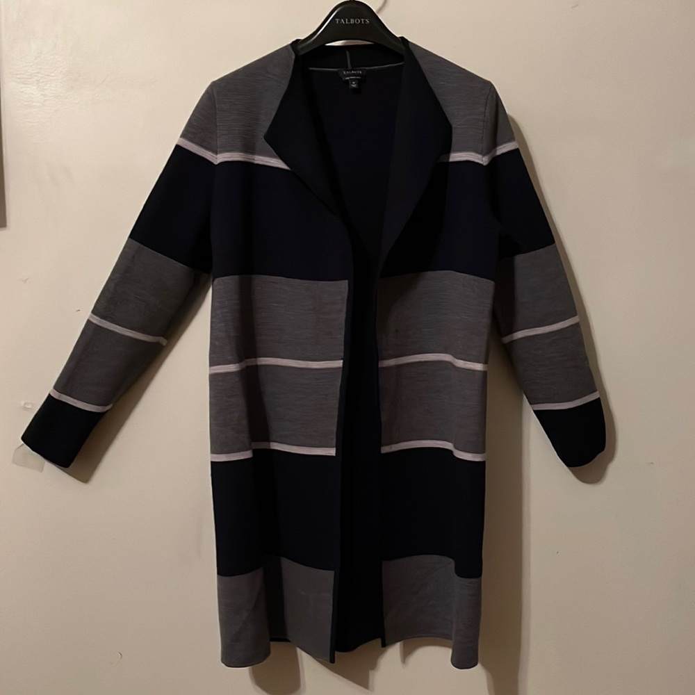 Talbots striped open long sleeve sweater size medium.